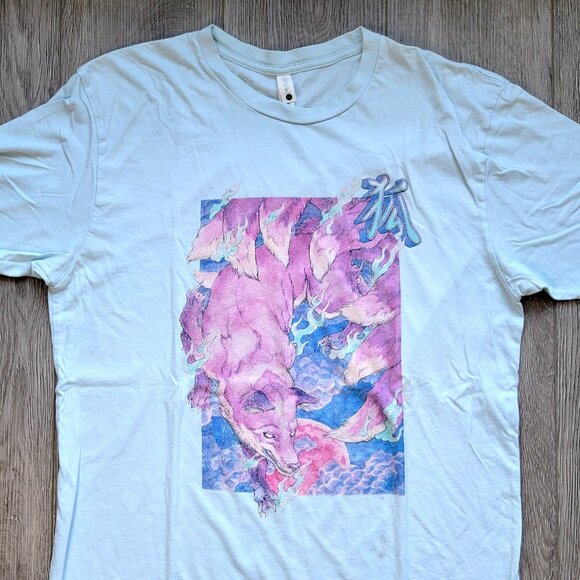 Next Level Men's Blue and Pink Anime T-shirt - Picture 3 of 7